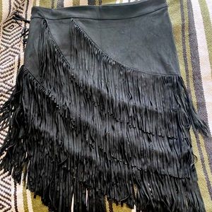 NWOT Asymmetrical Suede Fringe Skirt